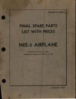 Final Spare Parts List with Prices for N2S-3 Airplane