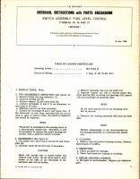 Overhaul Instructions with Parts Breakdown for Switch Assembly, Fuel Level Control