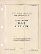 Basic Weight Check List and Loading Data for Army Model C-64A