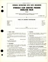 Overhaul Instructions with Parts Breakdown for Hydraulic Flow Sensitive Pressure Regulator Valve - AFS-6-07