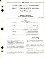 Overhaul Instructions with Parts Breakdown for Direct Current Motor Assembly - Part A-9381