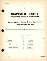 Preliminary Overhaul Instructions for Battery Operated Voltage Booster Dynamotors