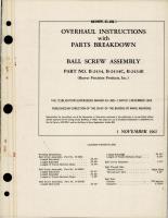 Overhaul Instructions with Parts Breakdown for Ball Screw Assembly - Parts B-2434, B-2434C and B-2434E