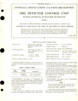 Overhaul Instructions with Parts Breakdown for Fire Detector Control Unit Part No. 871626 