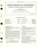 Overhaul Instructions with Parts Breakdown for Arresting Gear Unlock Hydraulic Cylinder