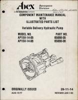 Maintenance Manual with Parts List for Variable Delivery Hydraulic Pump - Parts 65066-05 and 65066-06 