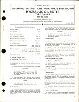 Overhaul Instructions with Parts Breakdown for Hydraulic Oil Filter - Type G-414-5 - Part 61485