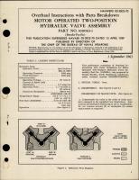 Overhaul Instructions with Parts for Motor Operated Two-Position Hydraulic Valve Assembly - Part 1010563-1