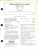 Overhaul Instructions with Parts Breakdown for Hydraulic Filters Type no. PR-412-7, Part No. 38428