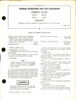 Overhaul Instructions with Parts Breakdown for Hydraulic Filters Type no. PR-412-7, Part No. 38428