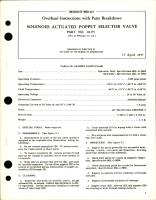 Overhaul Instructions with Parts for Solenoid Actuated Poppet Selector Valve - Part 111275