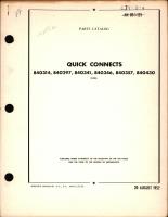 Parts Catalog for Quick Connects Part Nos. 840314, 840297, 840341, 840346, 840357, 840340