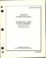 Overhaul Instructions for Hydraulic Lock Valve Assembly - Part 27700 