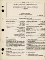 Overhaul Instructions with Parts Breakdown for Under Frequency Relay Assembly - 9043-10H 