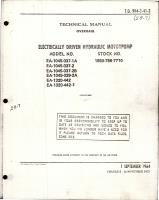 Overhaul Instructions for Electrically Driven Hydraulic Motorpump - Change No. 8 