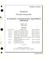 Overhaul Instructions for Automatic Stabilization Equipment Amplifier Part No. 9616-10, 9616-07, 9616-08, 9616-09, 9616-15, 9616-25, 9616-26, 9805-19, 9805-20