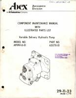 Maintenance Manual with Illustrated Parts List for Variable Delivery Hydraulic Pump - Model AP09V-8-01 - Part 65078-01