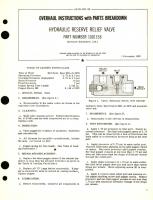 Overhaul Instructions with Parts Breakdown for Hydraulic Reserve Relief Valve Part No. 1001158 