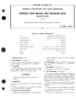 Overhaul Instructions with Parts Breakdown for Hydraulic Fixed One Way Only Restrictor Valve Part No. 3R1441-23-30