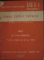 Army Air Forces Signal Supply Catalog Index by Type Numbers