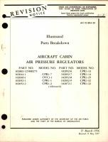 Illustrated Parts Breakdown for Aircraft Cabin Air Pressure Regulators Part No. 102002, 102044, 102046, 102052, Model No. CPR1, OVC1-1