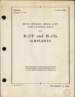 Basic Weight Check List & Loading Data for B-17F and B-17G Airplanes