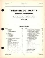 Overhaul Instructions for Type 800 Motor Generator and Control Box