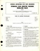 Overhaul Instructions with Parts for Hydraulic Flow Sensitive Pressure Regulator Valve - AFS-6-07