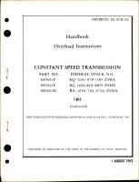 Overhaul Instructions for Constant Speed Transmission - Parts 685661F, 685661E, 685661D