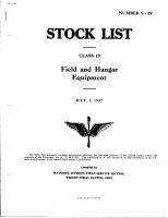 Stock List for Field and Hanger Equipment