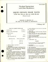 Overhaul Instructions with Parts Breakdown for Liquid Oxygen Filler Valves - Types FR-1-A1, FR-1-A2, and FR-1-B2