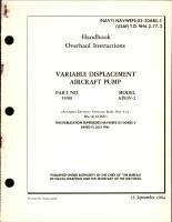 Overhaul Instructions for Variable Displacement Aircraft Pump - Part 55001 - Model AP10V-2