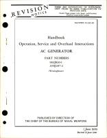 Operation, Service and Overhaul Instructions for AC Generator - Parts 903J820-1 and A50J207-2 