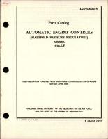Parts Catalog for Automatic Engine Controls (Manifold Pressure Regulators) Model 1630-6-F 