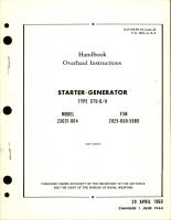 Overhaul Instructions for Starter-Generator - Type STU-6 A - Model 23031-004