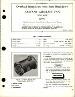 Overhaul Instructions with Parts Breakdown for Axivane Aircraft Fan - X702-109A 