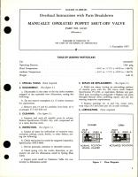 Overhaul Instructions with Parts for Manually Operated Poppet Shut Off Valve - Part 101305