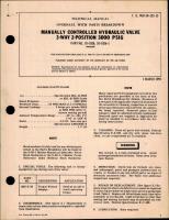Overhaul with Parts for Manually Controlled Hydraulic Valve 3-Way 2 Position 300 PSIG 