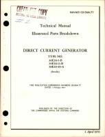 Illustrated Parts Breakdown for Direct Current Generator - Types 30E20-5-B, 30E20-11-B, and 30E20-49-A