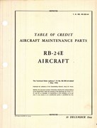 Table of Credit Aircraft Maintenance Parts for RB-24E Aircraft