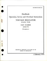 Operation, Service and Overhaul Instructions for Voltage Regulator - Static Type - Part A40A1750