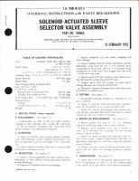Overhaul Instructions with Parts Breakdown for Solenoid Actuated Sleeve Selector Valve Assembly Part No. 104665