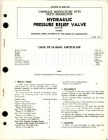 Overhaul Instructions with Parts Breakdown for Hydraulic Pressure Relief Valve - AA-12-07
