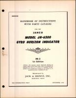 Handbook of Instructions with Parts Catalog for the Model JH-6500 Gyro Horizon Indicator