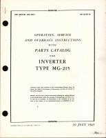 Operation, Service & Overhaul Instructions with Parts Catalog for Inverter Type MG-215