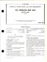 Overhaul Instructions with Parts Breakdown for High Temperature Relief Valve Part No. A-20121