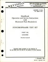 Operation, Service Instructions with Illustrated Parts for Synchrophaser Test Set - Part GS4150M3