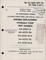 Maintenance Manual with Parts and Tools List for Variable Displacement Hydraulic Pump 