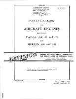 Parts Catalog for Engine Models V-1650-9, V-1650-9A, V-1650-11, and V-1650-21 - Merlin 300 and 301