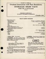 Overhaul Instructions with Parts Breakdown for Hydraulic Relief Valve - Part A-40155A-3650 